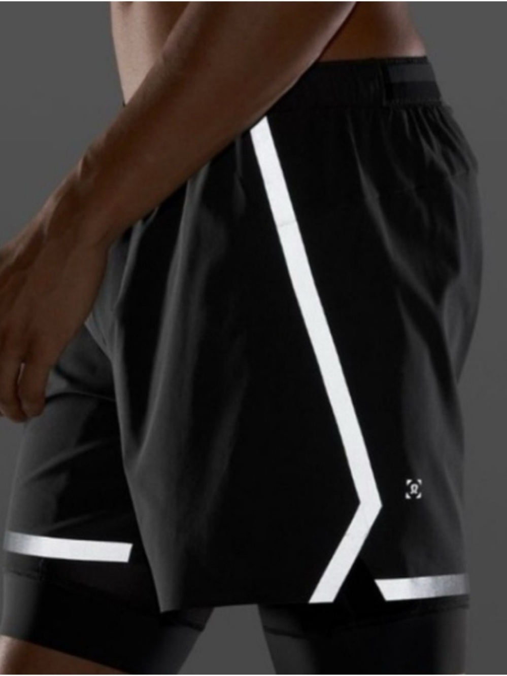 lululemon athletica Black Running Shorts with White Reflective Accents
